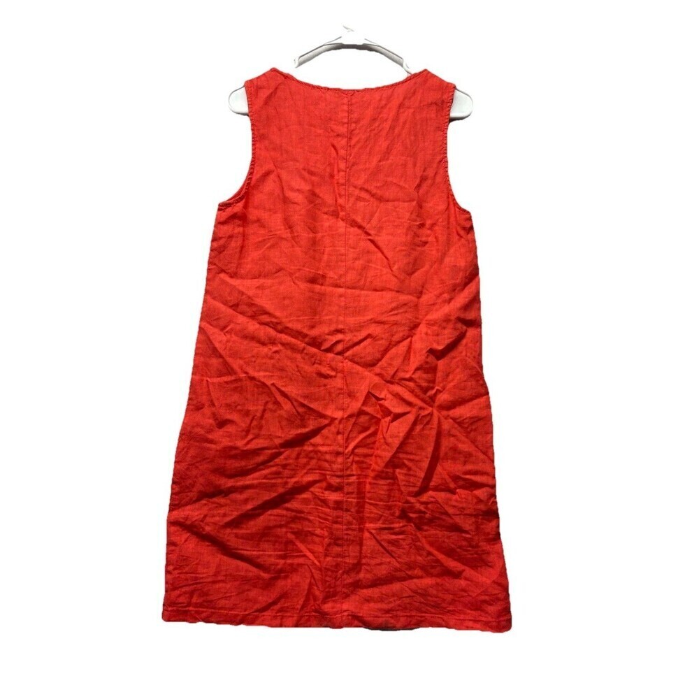 Grand Greece 100% Linen Coral Orange Dress With Pockets Women's Size Large - Picture 4 of 4